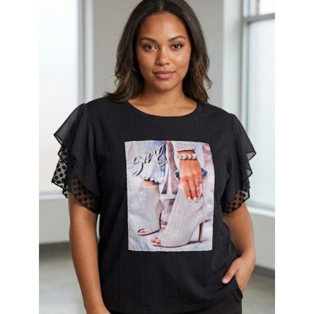 A Love Story Top Sz XL Black W/Graphic print